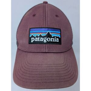 Patagonia P6 Logo LoPro Mesh Back Trucker Baseball Hat Cap Faded Distressed Pink